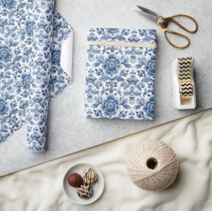 Capri Vintager Flair: Blau und Weiß Italienische K Geschenkpapier