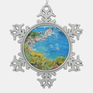 Capri - Zinn-Schneeflocke-Verzierung Schneeflocken Zinn-Ornament