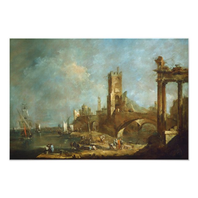 Capriccio eines Hafens Foto Print (Vorne)