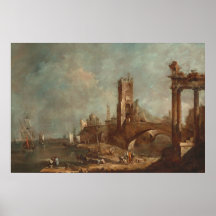 Capriccio eines Hafens - Guardi Fine Art Poster
