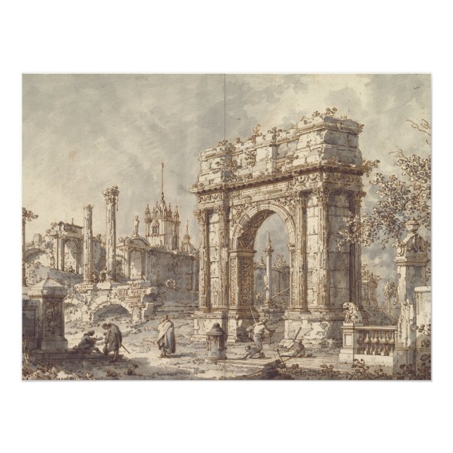 Capriccio mit einem römischen Triumphbogen Poster (Vorderseite)