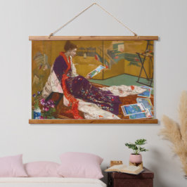 Caprice in Lila- und Gold-Tapestry Wandteppich Mit Holzrahmen