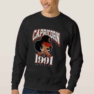 Capricorn 1991 Queen Zodiac Traits Afro Diva Birth Sweatshirt