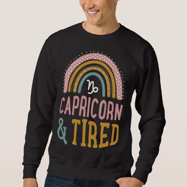 Capricorn And Tired Boho Style Bohemian Rainbow Zo Sweatshirt (Vorderseite)