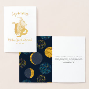 Capricorn Astrologie   Personalisiertes Zodiac-Zei Folienkarte