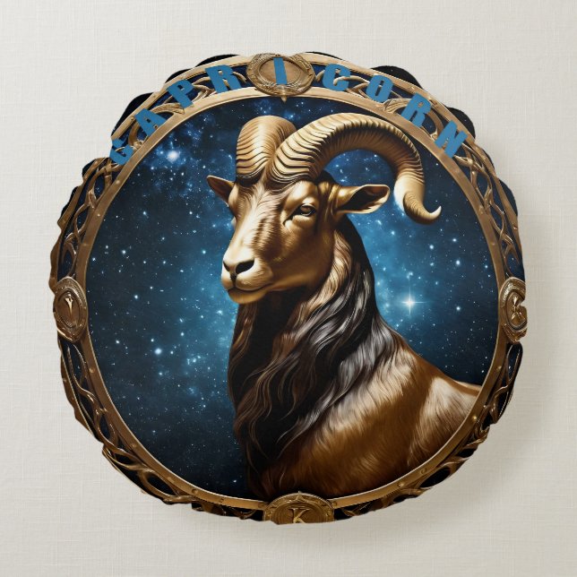 Capricorn-Astrologie Rundes Kissen (Vorderseite)