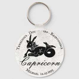 Capricorn Astrologie Zodiac Schwarz-weiß Custom Schlüsselanhänger