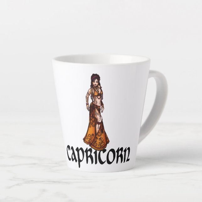 Capricorn Belly Dancer Zodiac Goddess Milchtasse (Rechte Ecke)
