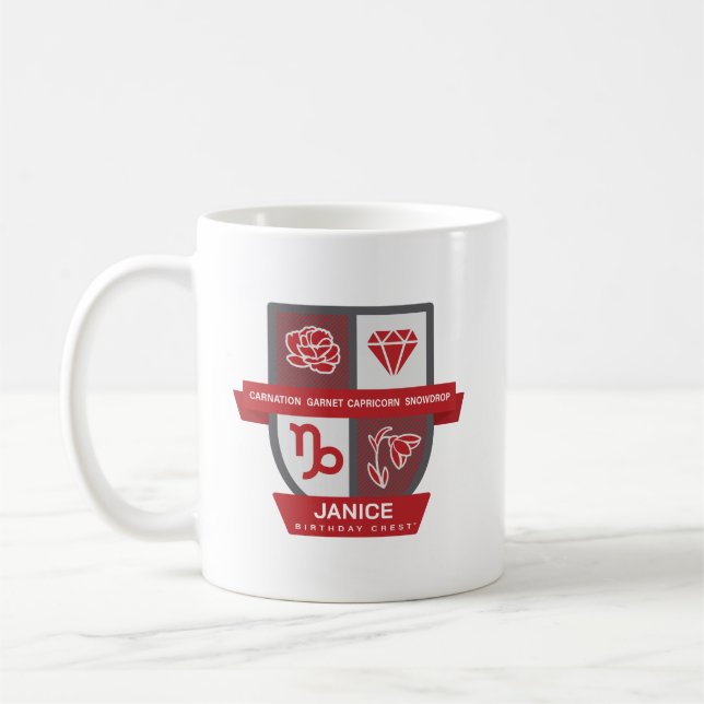 Capricorn Birthday Crest™ for January 1-19 Mug Kaffeetasse (Links)