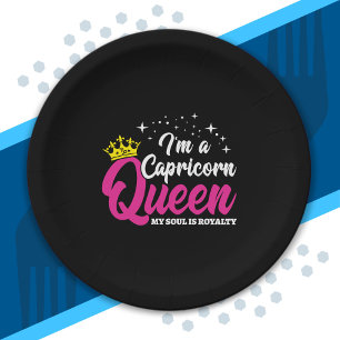 Capricorn Birthday Queen Zodiac Dezember Januar Pappteller
