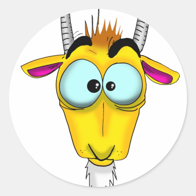 Capricorn-Cartoon Runder Aufkleber (Vorderseite)