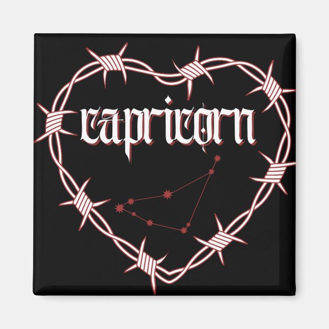 Capricorn Constellation Gothic Barbed Wire Design Magnet (Vorne)