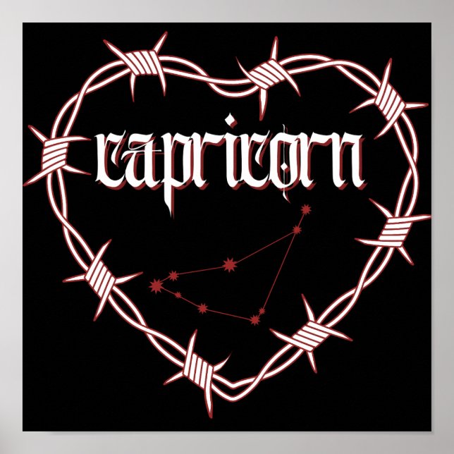 Capricorn Constellation Gothic Dark Celestial Art Poster (Vorne)