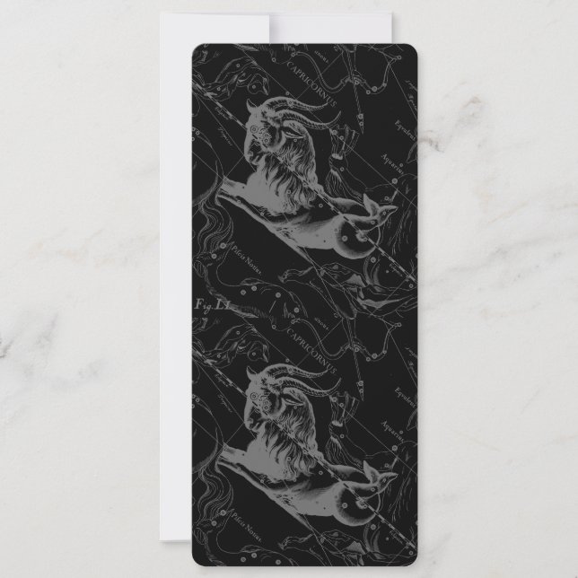 Capricorn Constellation Hevelius 1690 auf Schwarz (Vorderseite)