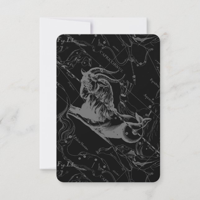 Capricorn Constellation Hevelius 1690 auf Schwarz (Vorderseite)