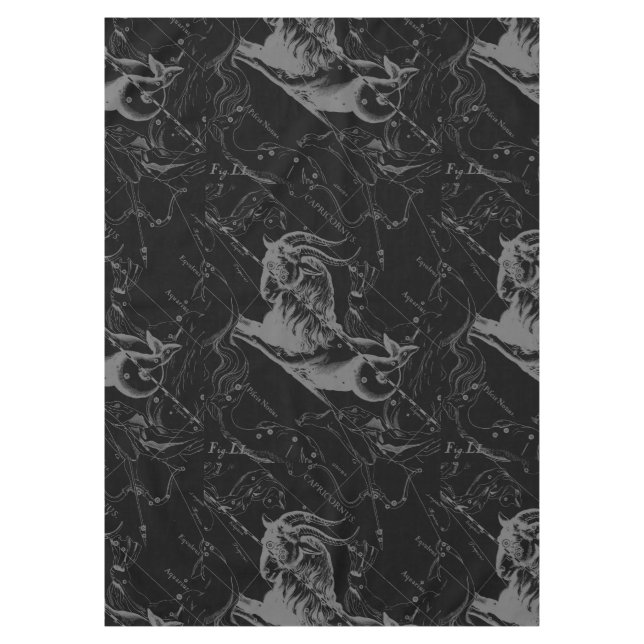 Capricorn Constellation Hevelius 1690 auf Schwarz Tischdecke (Vorderseite)