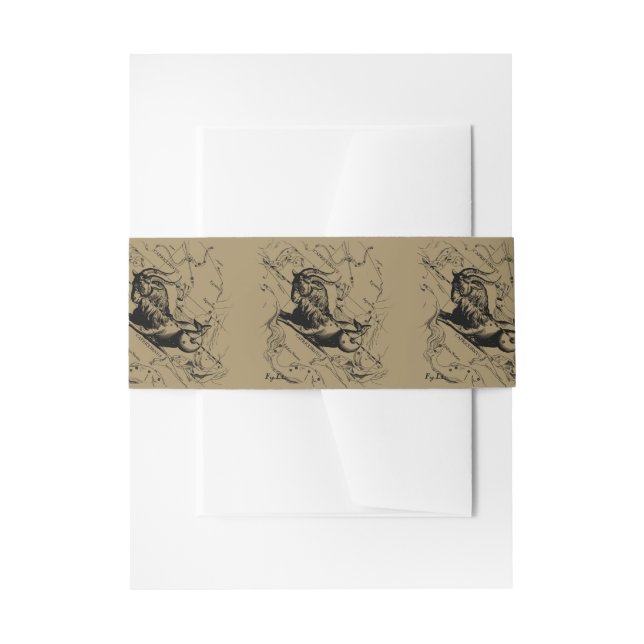 Capricorn Constellation Hevelius 1690 auf Taupe Einladungsbanderole (Vorderseite Beispiel)