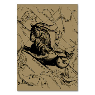 Capricorn Constellation Hevelius 1690 auf Taupe Tischnummer