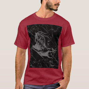 Capricorn Constellation Map Hevelius 1690 auf Blac T-Shirt