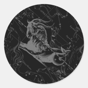 Capricorn Constellation Map Hevelius Graving Runder Aufkleber