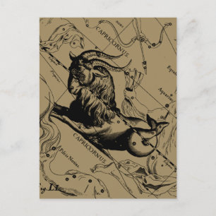 Capricorn Constellation Vintag Gravur Hevelius Postkarte