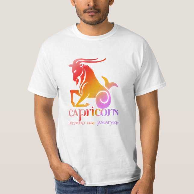 Capricorn die Ziege Astrologie Orange & Lila T-Shirt (Vorderseite)