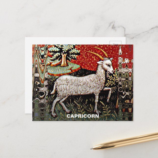 Capricorn die Ziege Zodiac Sign Geburtstagsparty Postkarte (Vorderseite/Rückseite Beispiel)