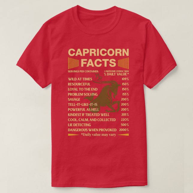 Capricorn Facts Zodiac Sign Astrology Birthday Gif T-Shirt (Design vorne)