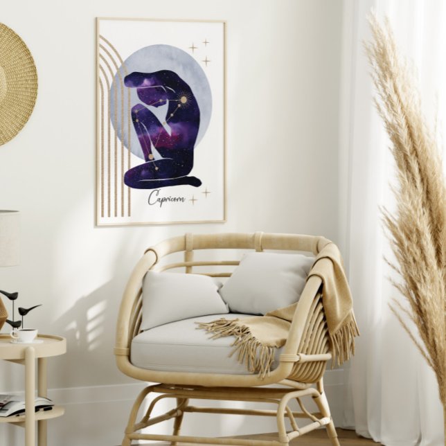 Capricorn Feminine Blue Lila Zodiac Design Poster (Von Creator hochgeladen)