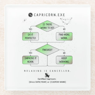 Capricorn Flowchart Funny Zodiac Spaß (farbig) Glasuntersetzer