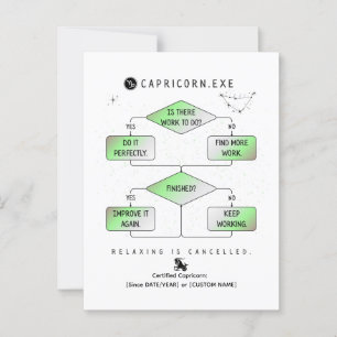 Capricorn Flowchart Funny Zodiac Spaß (farbig) Postkarte