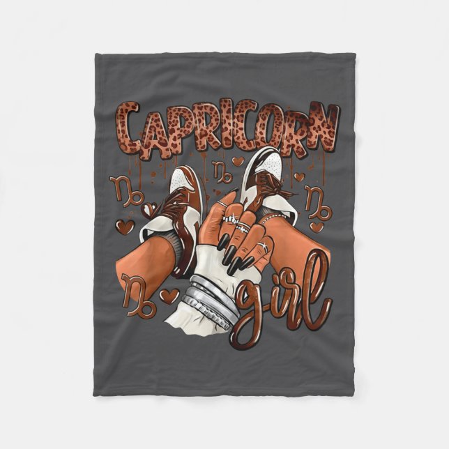 Capricorn Girl Birthday Afro Queen Sneakers Zodiac Fleecedecke (Vorderseite)