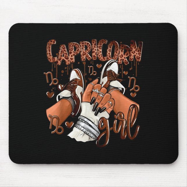 Capricorn Girl Birthday Afro Queen Sneakers Zodiac Mousepad (Vorne)