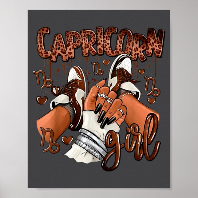 Capricorn Girl Birthday Afro Queen Sneakers Zodiac Poster (Vorne)