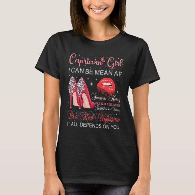 Capricorn Girl Birthday High Heels Drilling Lips H T-Shirt (Vorderseite)