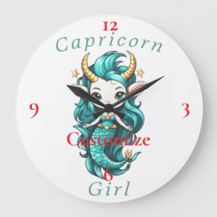 Capricorn Girl Mermaid Thunder_Cove Große Wanduhr