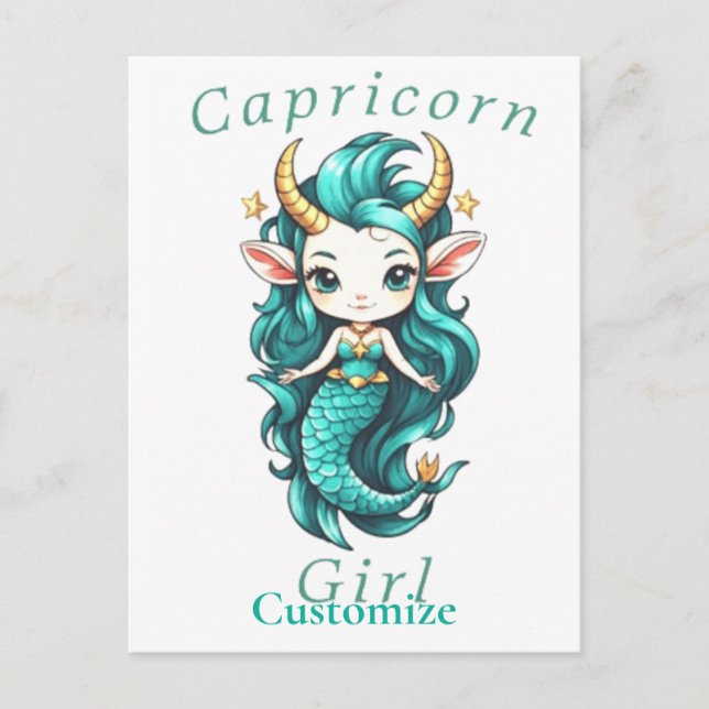 Capricorn Girl Mermaid Thunder_Cove Postkarte (Vorderseite)