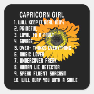 Capricorn Girl Quadratischer Aufkleber