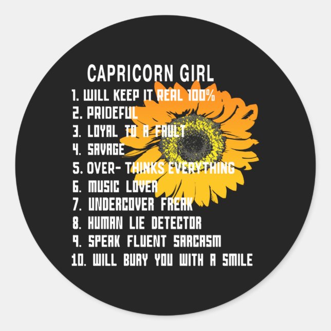 Capricorn Girl Runder Aufkleber (Vorderseite)