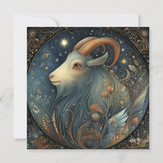 Capricorn Goat Zodiac Astrology Celestial Birthday Karte (Vorderseite)