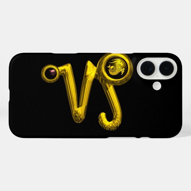 CAPRICORN GOLD ZODIAC SIGN, Black Onyx Case-Mate iPhone Hülle (Rückseite (Horizontal))