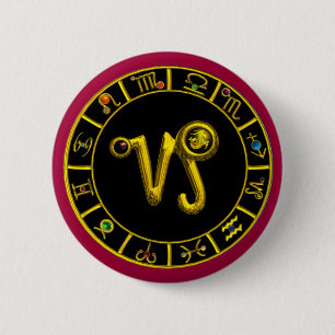 CAPRICORN / GOLD ZODIAC SIGN JEWEL BUTTON