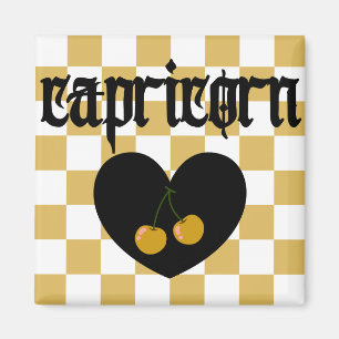 Capricorn Gothic Aesthetic Checkered Cherries Art Magnet