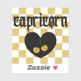 Capricorn Gothic Aesthetic Checkered Cherry Art Aufkleber