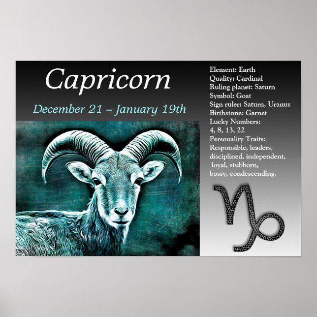 Capricorn Horoscope Zodiac-Zeichen Poster (Vorne)