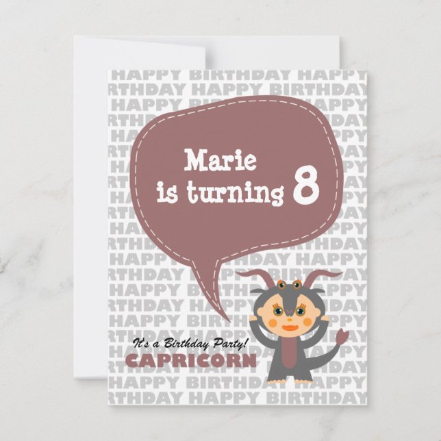 Capricorn Kids Party Einladung (Vorderseite)