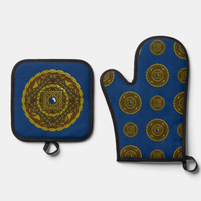 Capricorn Mandala Ofenhandschuh & Topflappen-Set (Vorderseite)