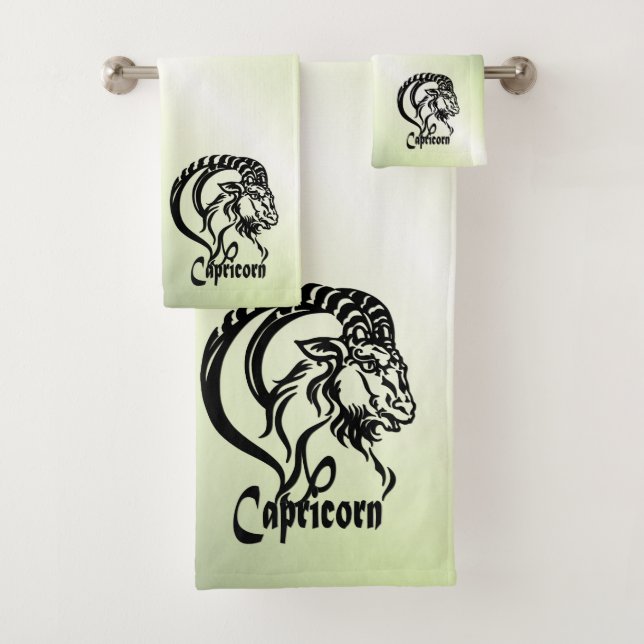 Capricorn-Meerziege Zodiac Green Badhandtuch Set (Insitu)