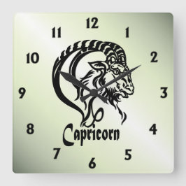 Capricorn-Meerziege Zodiac Green Quadratische Wanduhr