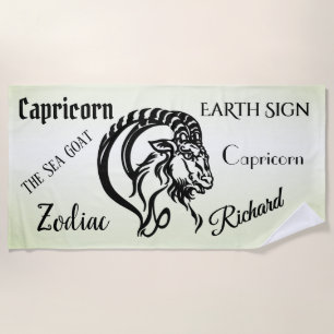 Capricorn-Meerziege Zodiac Green Strandtuch